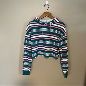 Flirtitude Stripped Cropped Hoodie